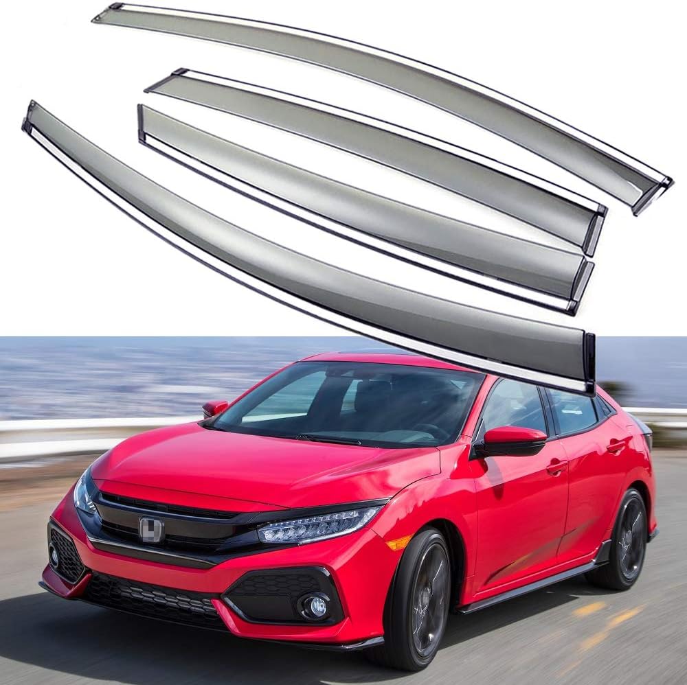 Car Window Visor Vent Shade Deflector Sun/Rain Guards for 2017-2021 Honda Civic Hatchback H58742