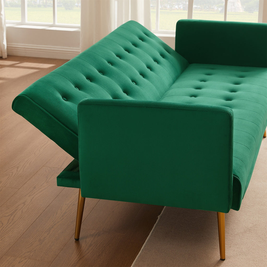 Green Velvet Sofa Bed with Metal Legs B716948