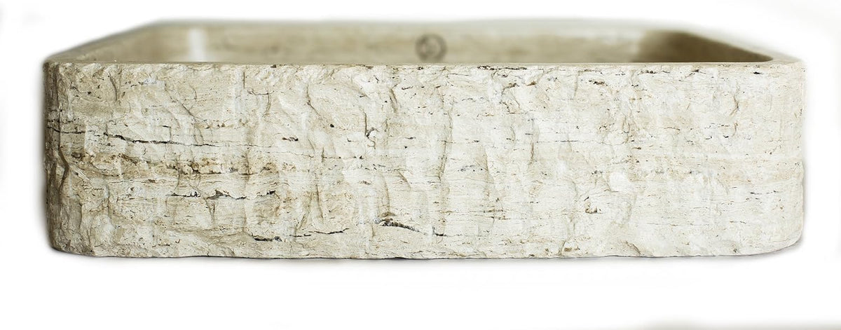 Tan Travertine Rectangle Stone Bathroom Vanity Sink R374
