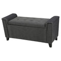 Tufted Fabric Armed Storage Ottoman Bench V785