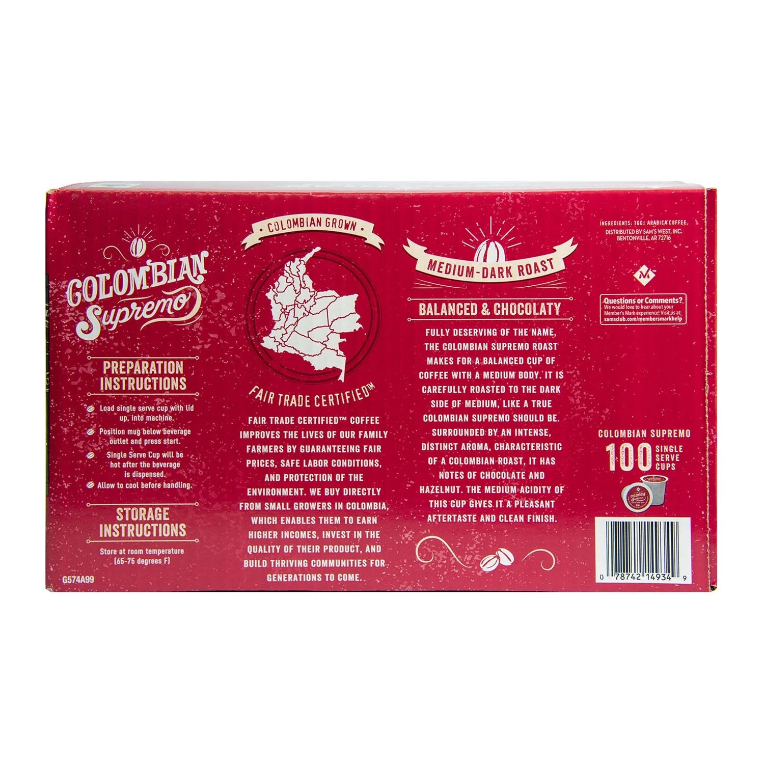 100 ct. Colombian Supremo Coffee L44504