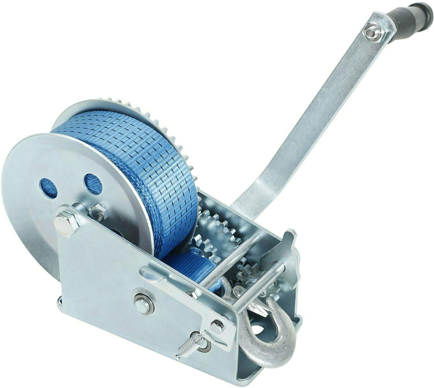 3200lbs Hand Crank Gear Winch Polyester Strap Pack of 2 A88253