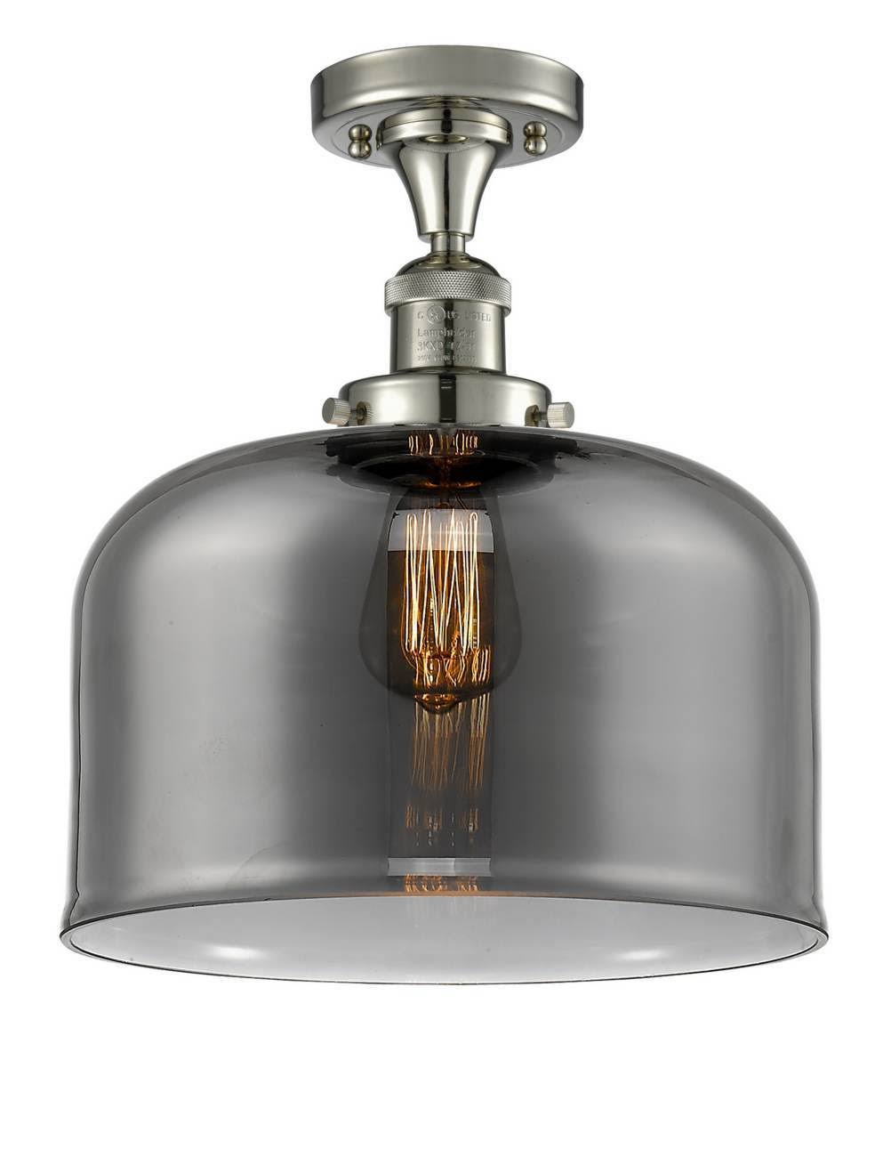 Polished Nickel X-Large Bell 1 Light Semi-Flush Mount O69492