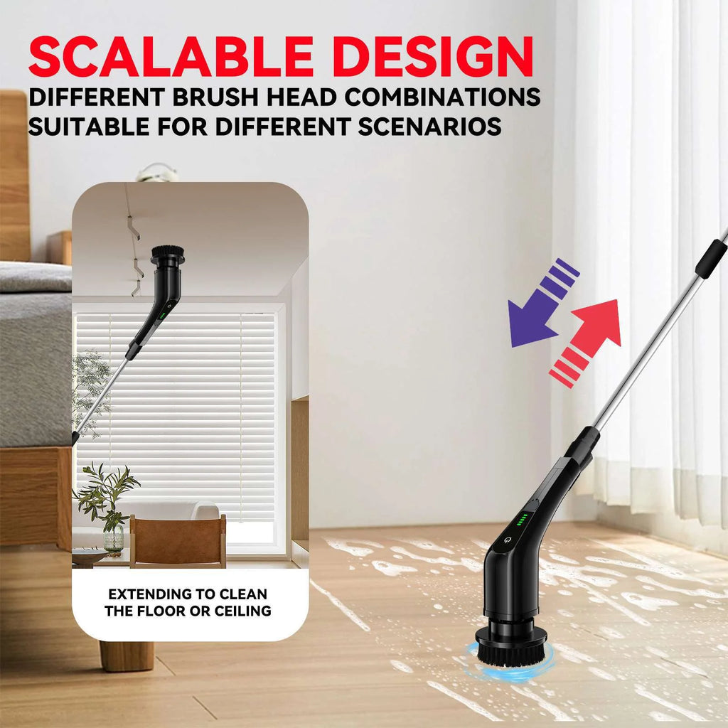 Cordless Electric Spin Scrubber with Long Handle & 7 Replaceable Heads Q2530