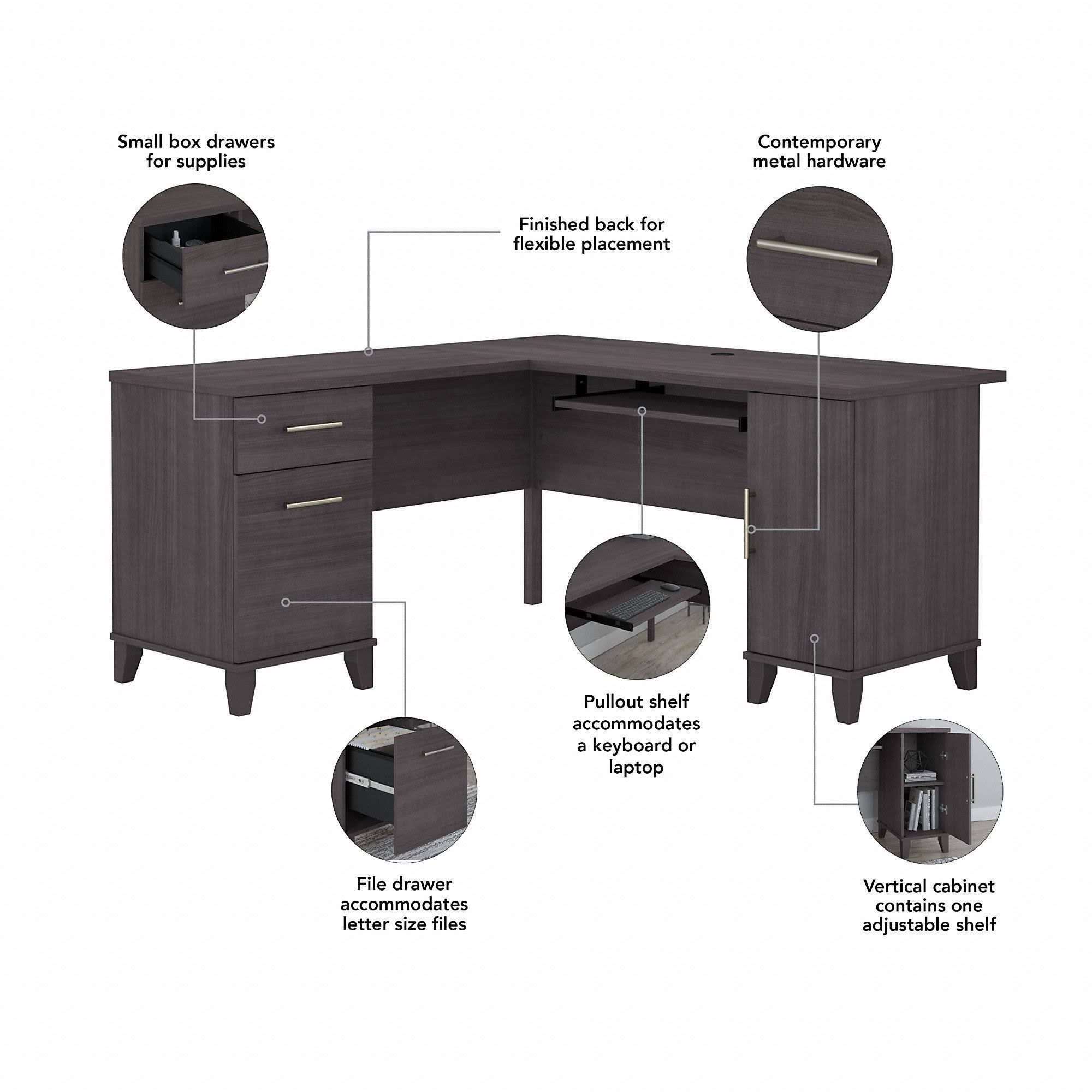 L Shaped Desk and Chair Set in Storm Gray E762693