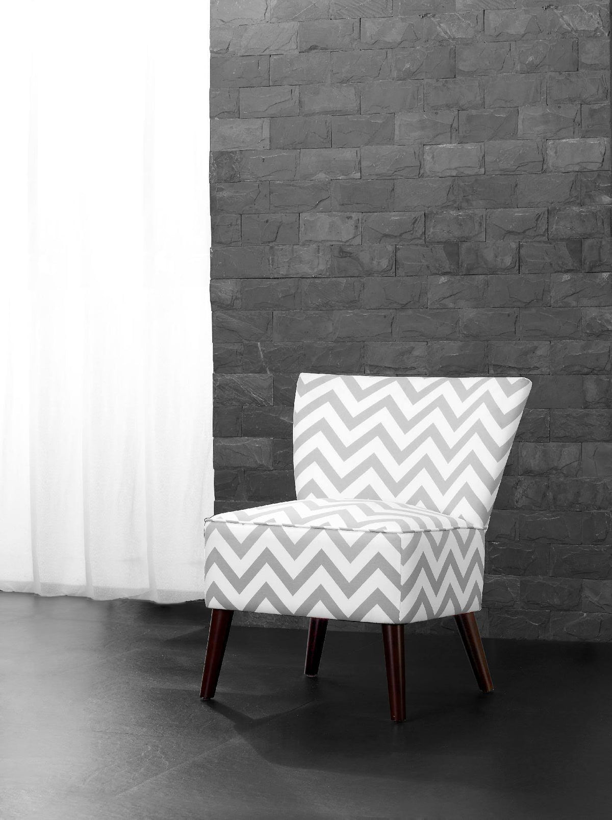 Gray Chevron Accent Chair J493780