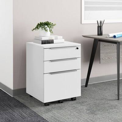 White 3-Drawer Mobile Vertical Filing Cabinet P523