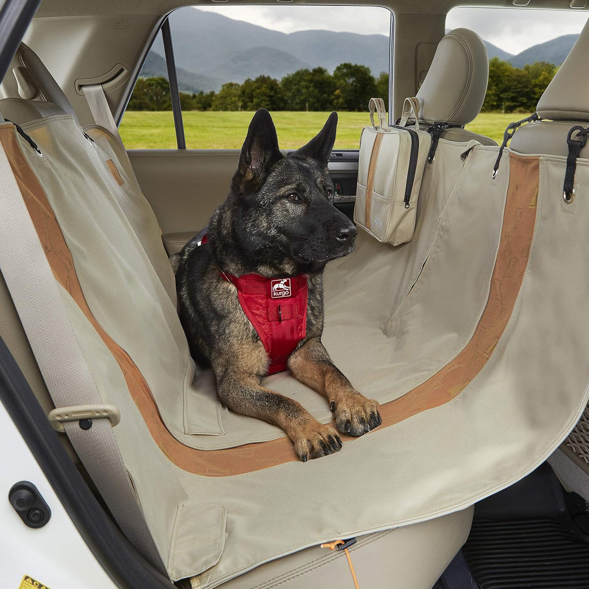 Khaki Heather Charcoal Grey Dog Car Hammock Seat Cover Pack of 2 T45160