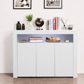 Black High Gloss Sideboard Storage Cabinet with LED Light Q921