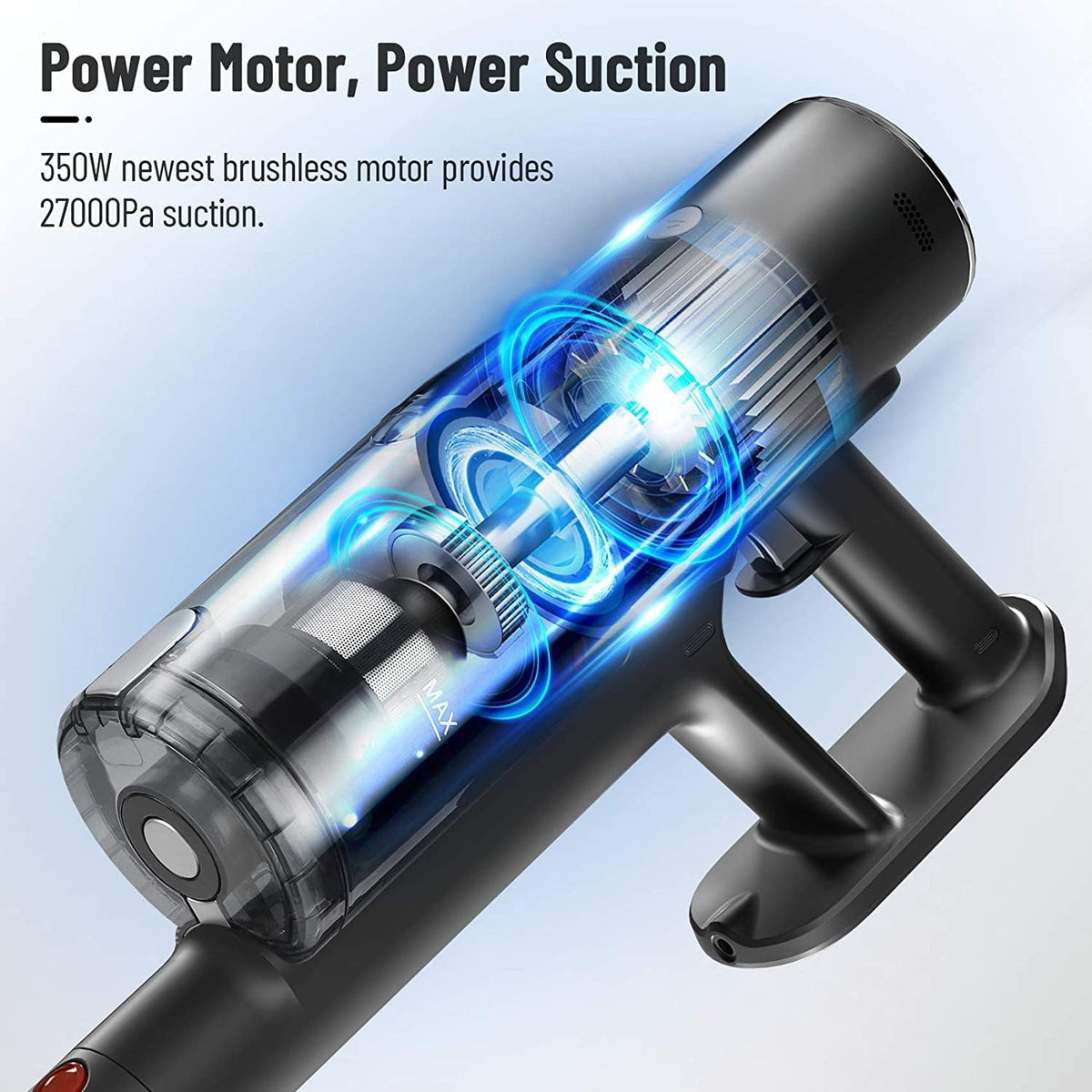 Cordless Vacuum Cleaner, 350W Brushless Motor Stick Vacuum, 45 Minutes Runtime Detachable Battery, 4 in 1 Handheld Lightweight Vacuum F88550