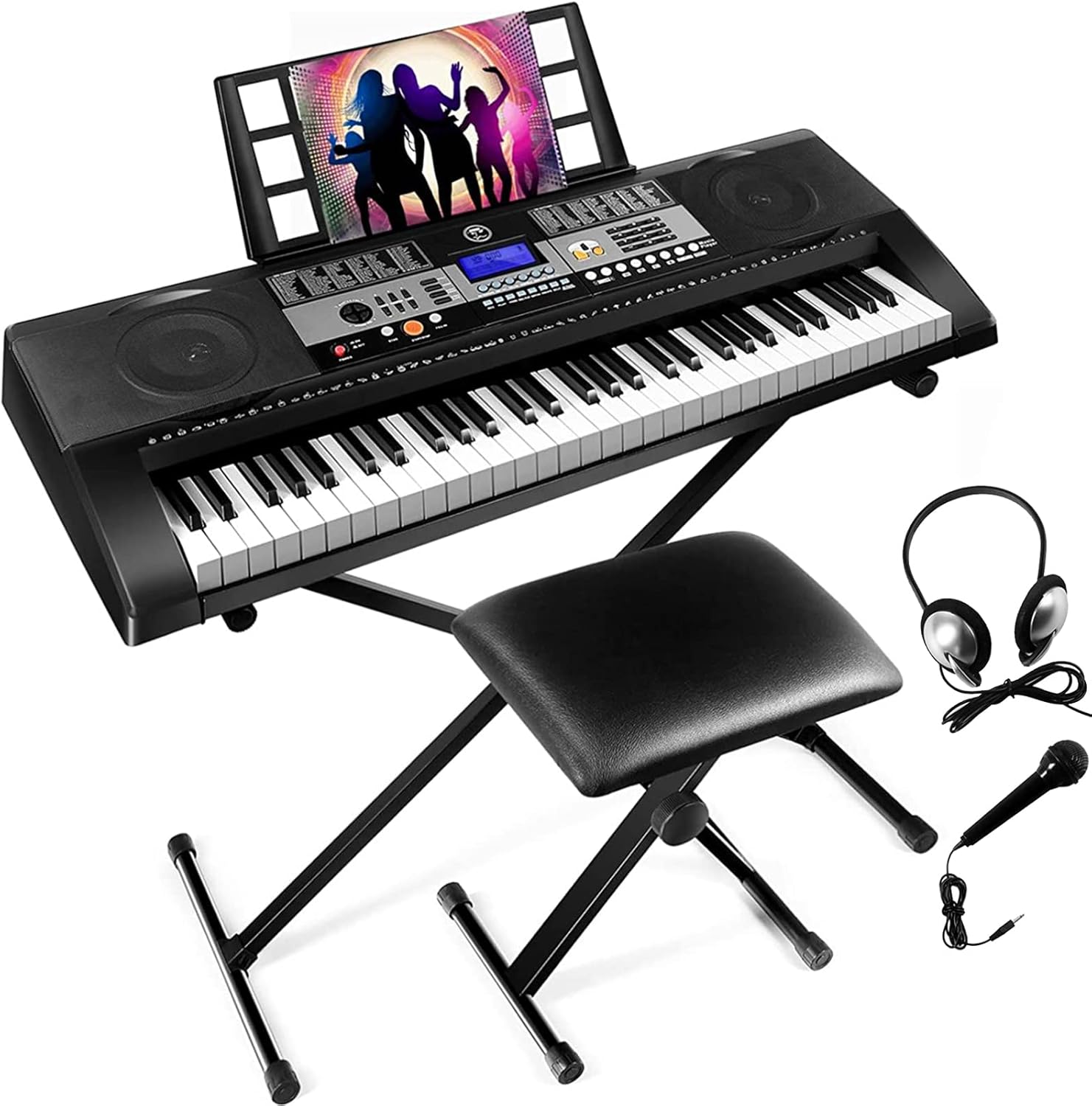 61 Key Portable Electronic Keyboard Piano with Stand and Stool Q629