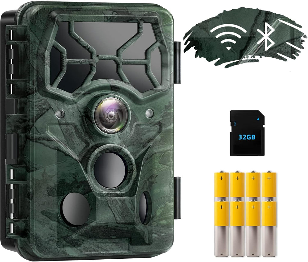 32MP 4K Night Vision Trail Camera with 32G Card & 8AA Batteries M99029