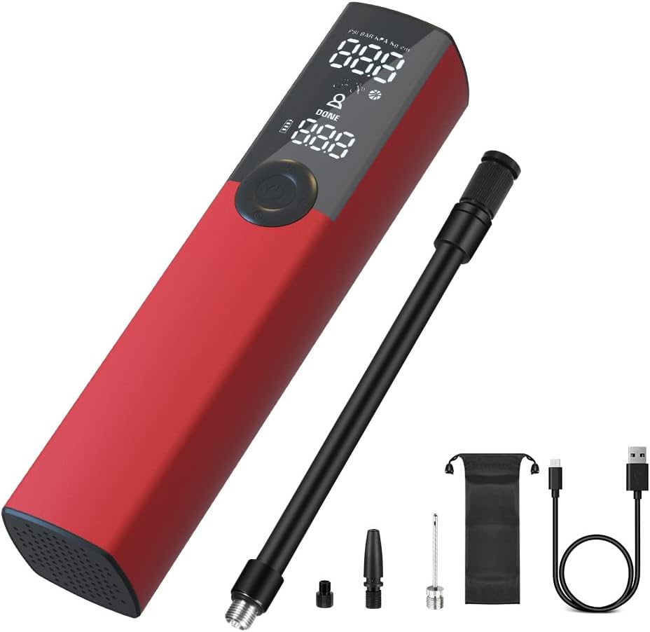 Tire Inflator Electric Bike Pump, Portable Air Pump, Auto Shut-Off, 120PSI, Rechargeable, Black, Pack of 2 A487