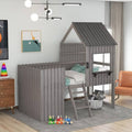 Twin Wood Loft Bed with Guardrail and Ladder H375