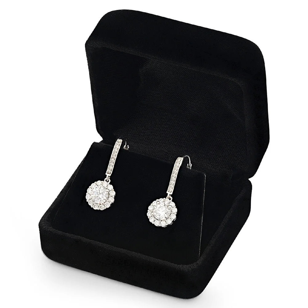 18K White Gold Diamond Drop Dangle Earrings D468032