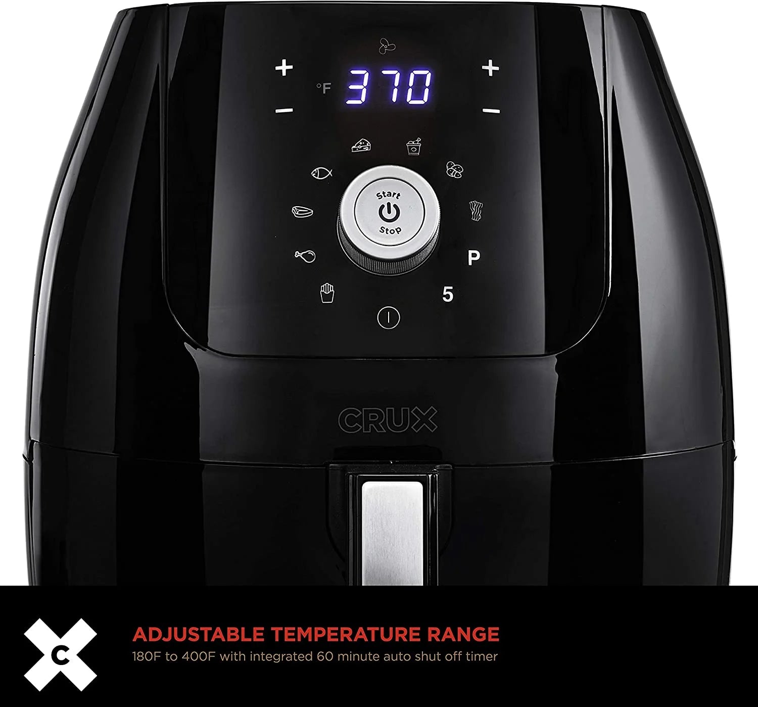 6 Qt Digital Air Fryer with Nonstick Removable Pan and Crisping Tray, Black G2422