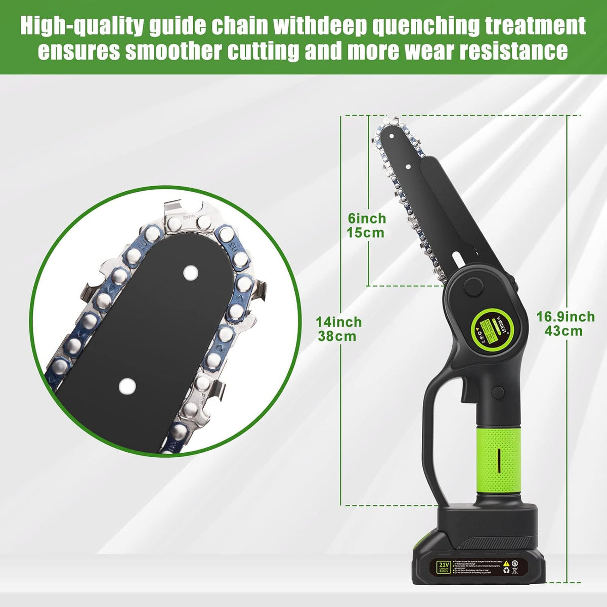 Mini Chainsaw 6 Inch Cordless Brushless Motor with 2 Rechargeable Battery A420