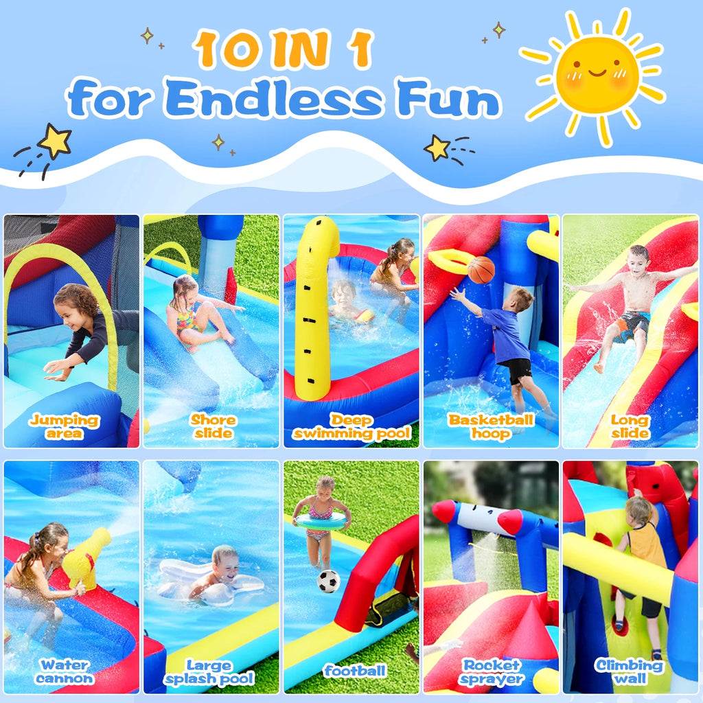 10 in1 Inflatable Water Park with Splash Pool R639038
