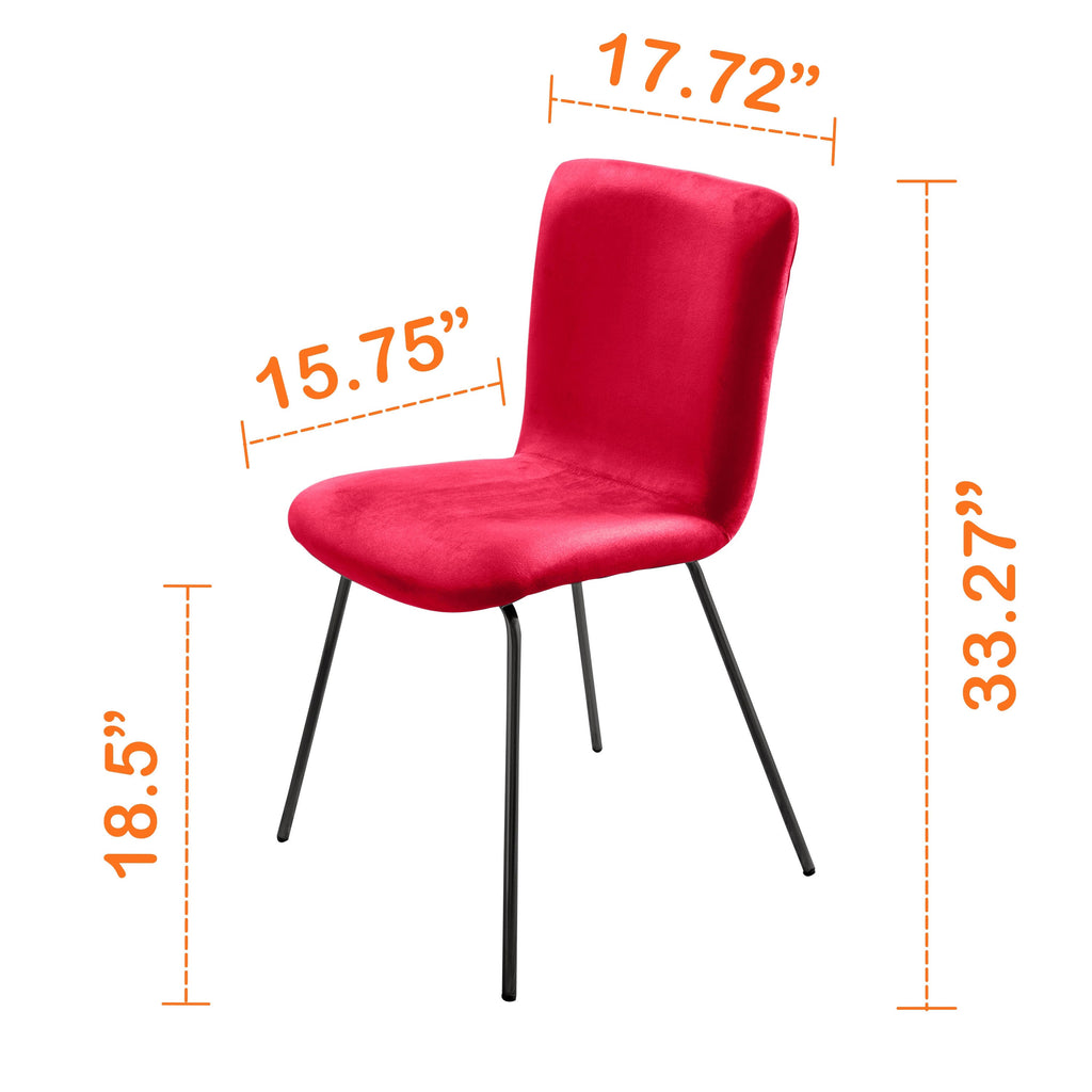 Set of 2 Velvet Dining Chair with Black Metal Legs A952