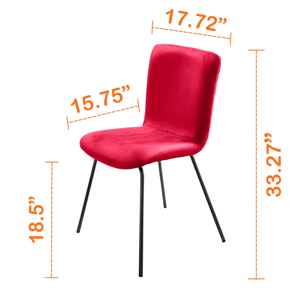Set of 2 Velvet Dining Chair with Black Metal Legs A952