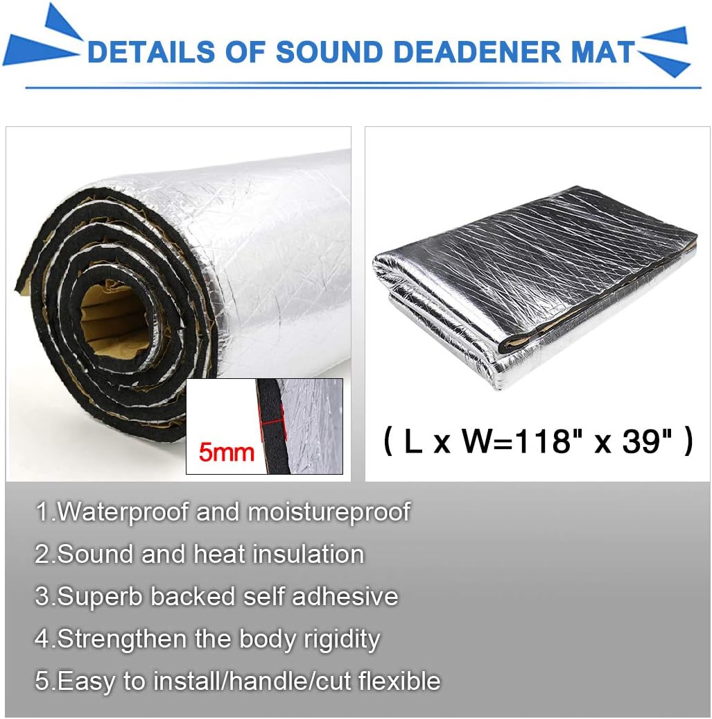 Heat Sound Deadening Insulation Mat 118x39inch Pack of 2 J12353