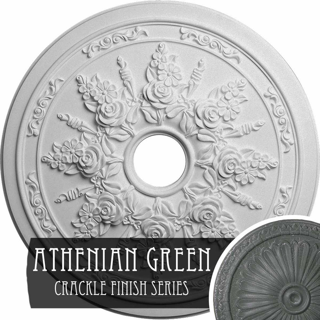 Rose and Ribbon Ceiling Medallion Hand-Painted Antique Copper A43030
