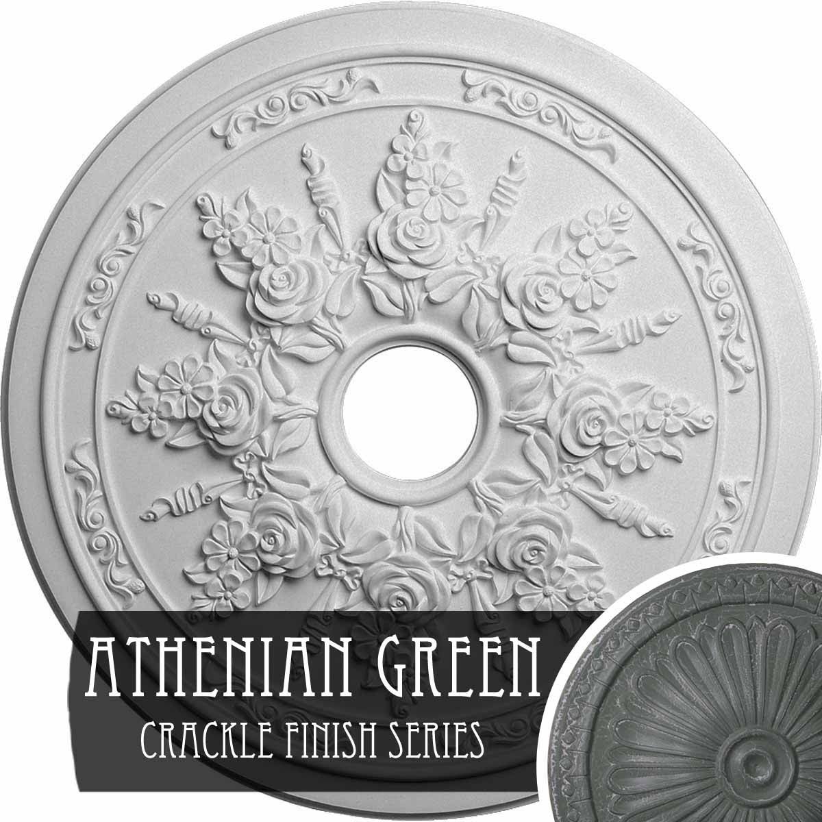 Rose and Ribbon Ceiling Medallion Hand-Painted Antique Copper A43030